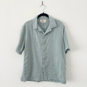 Abercrombie & Fitch Blue Textured Summer Linen Button Up Shirt